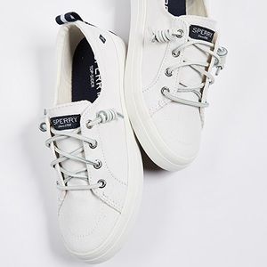 BNIB Sperry Crest Vibe White Linen Sneakers